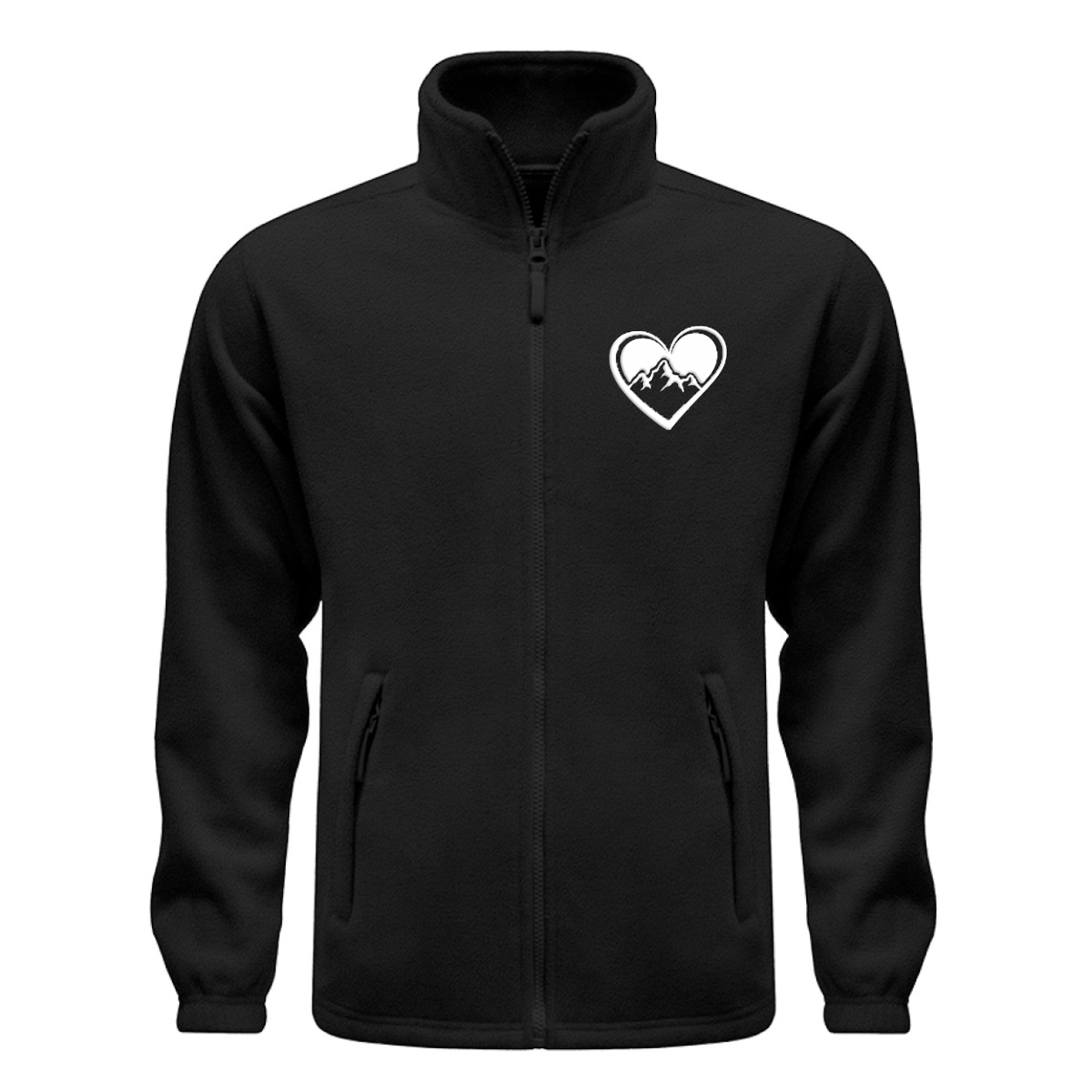 Berg im Herz Fleece Jacke mit Stick