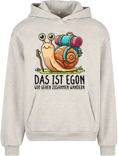 EGON Hoodie in Light Grey – Vorderansicht mit dem Motiv EGON.