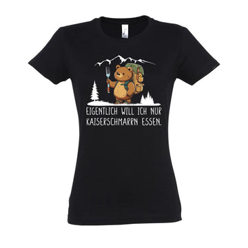 Kaiserbär Frauen Shirt in Deep Black – Vorderansicht mit dem Originalmotiv Kaiserbär auf SOL’S L191.