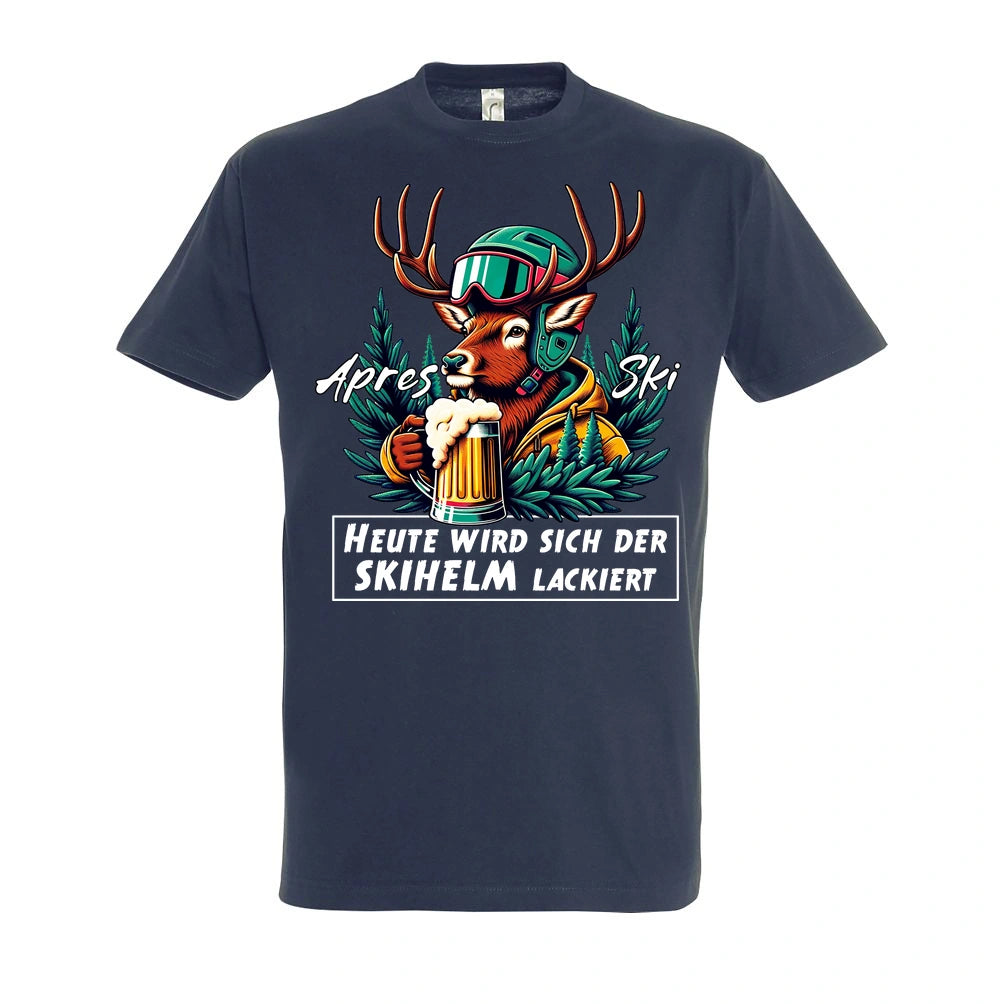 Skihelm T-Shirt Unisex in Navy – Vorderansicht mit dem Motiv Skihelm.