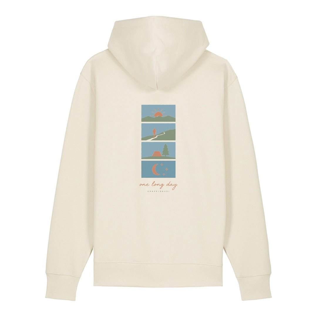 One Long Day Hoodie Beige, Rückendruck