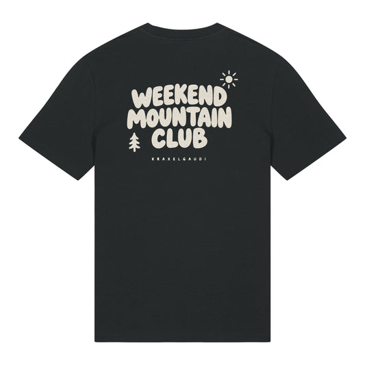 Weekend Mountain Club T-Shirt in Schwarz, Rückenansicht mit Rückendruck