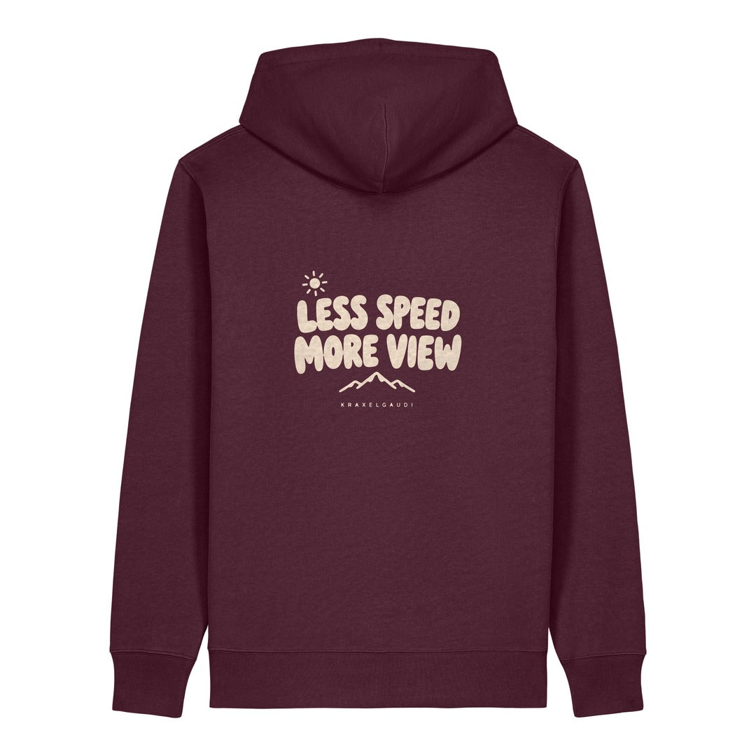 Less Speed More View Hoodie Burgunder, Rückendruck