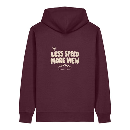 Less Speed More View Hoodie Burgunder, Rückendruck