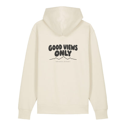 Good Views Only Hoodie Beige, Rückendruck