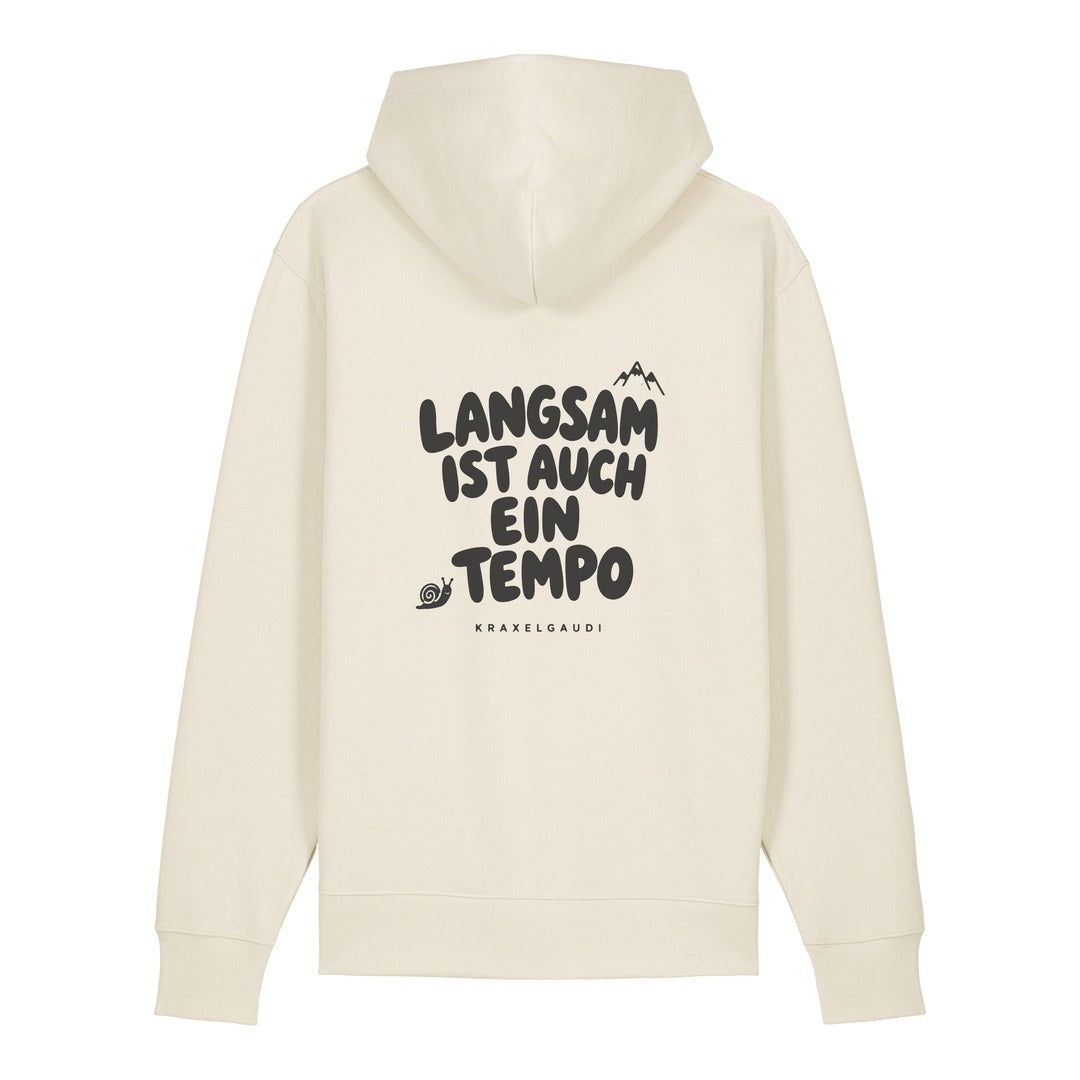 Langsam ist auch ein Tempo Hoodie Beige, Rückendruck