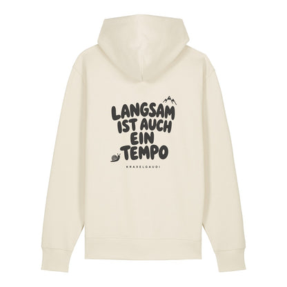 Langsam ist auch ein Tempo Hoodie Beige, Rückendruck