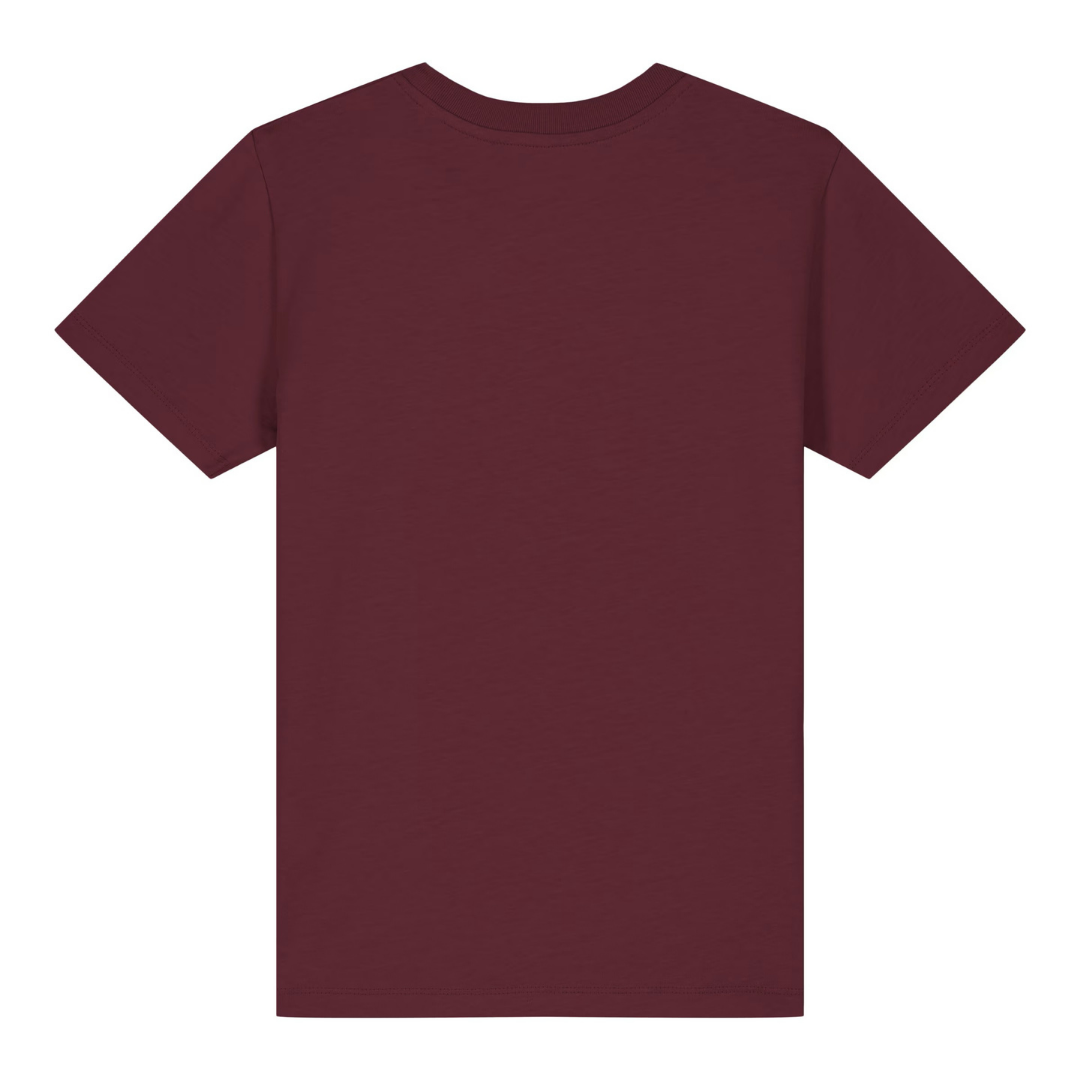 Warte Kurz Kinder T-Shirt Burgunder Back