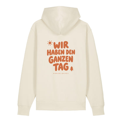 Wir haben den ganzen Tag Hoodie Beige, Rückendruck