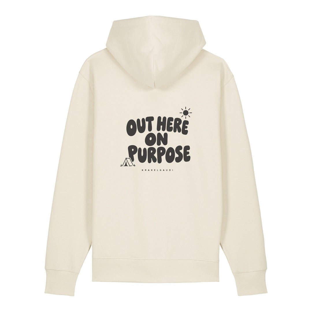 Out Here on Purpose Hoodie Beige, Rückendruck