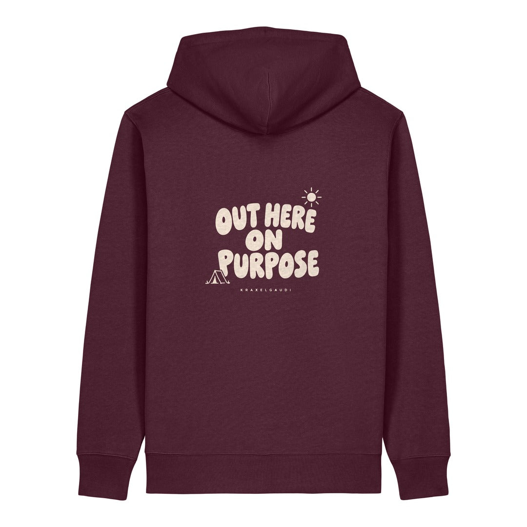 Out Here on Purpose Hoodie Burgunder, Rückendruck