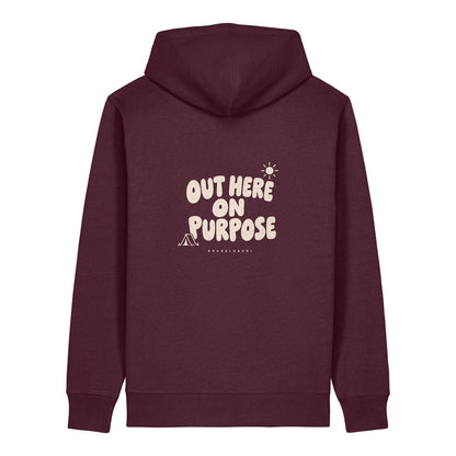 Out Here on Purpose Hoodie Burgunder, Rückendruck