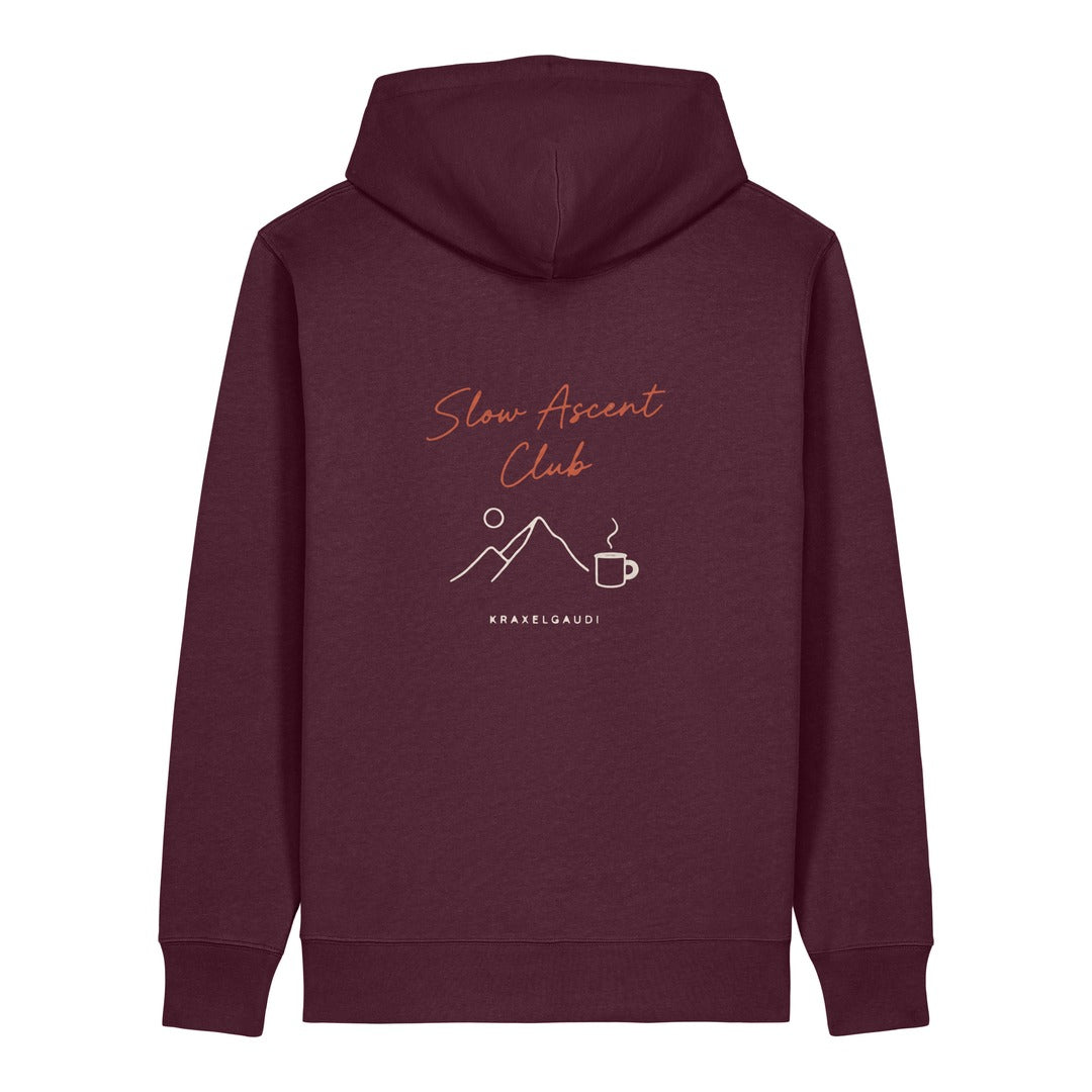 Slow Ascent Club Hoodie Burgunder, Rückendruck