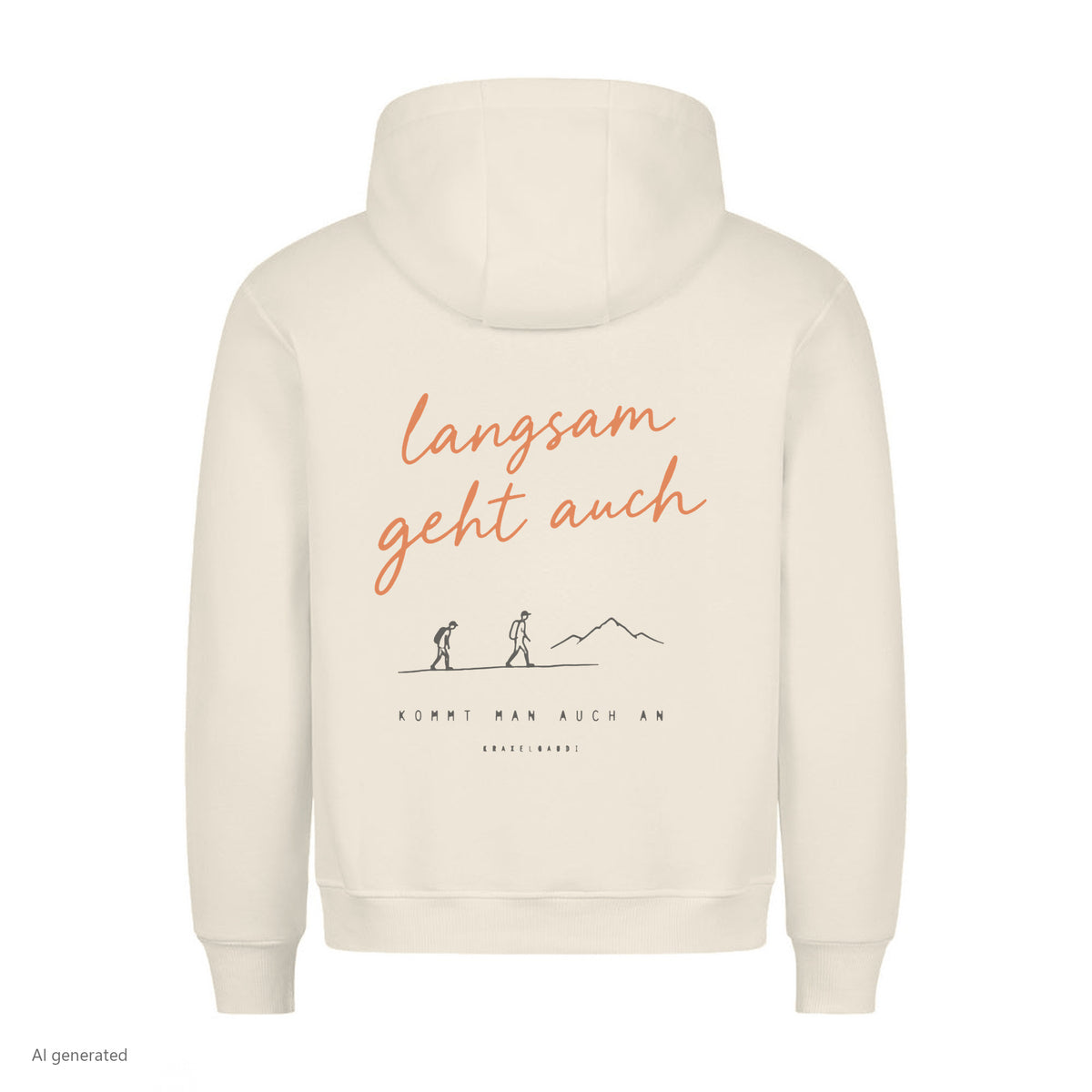 Langsam geht auch Hoodie Beige, Rückendruck