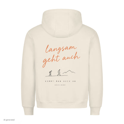 Langsam geht auch Hoodie Beige, Rückendruck