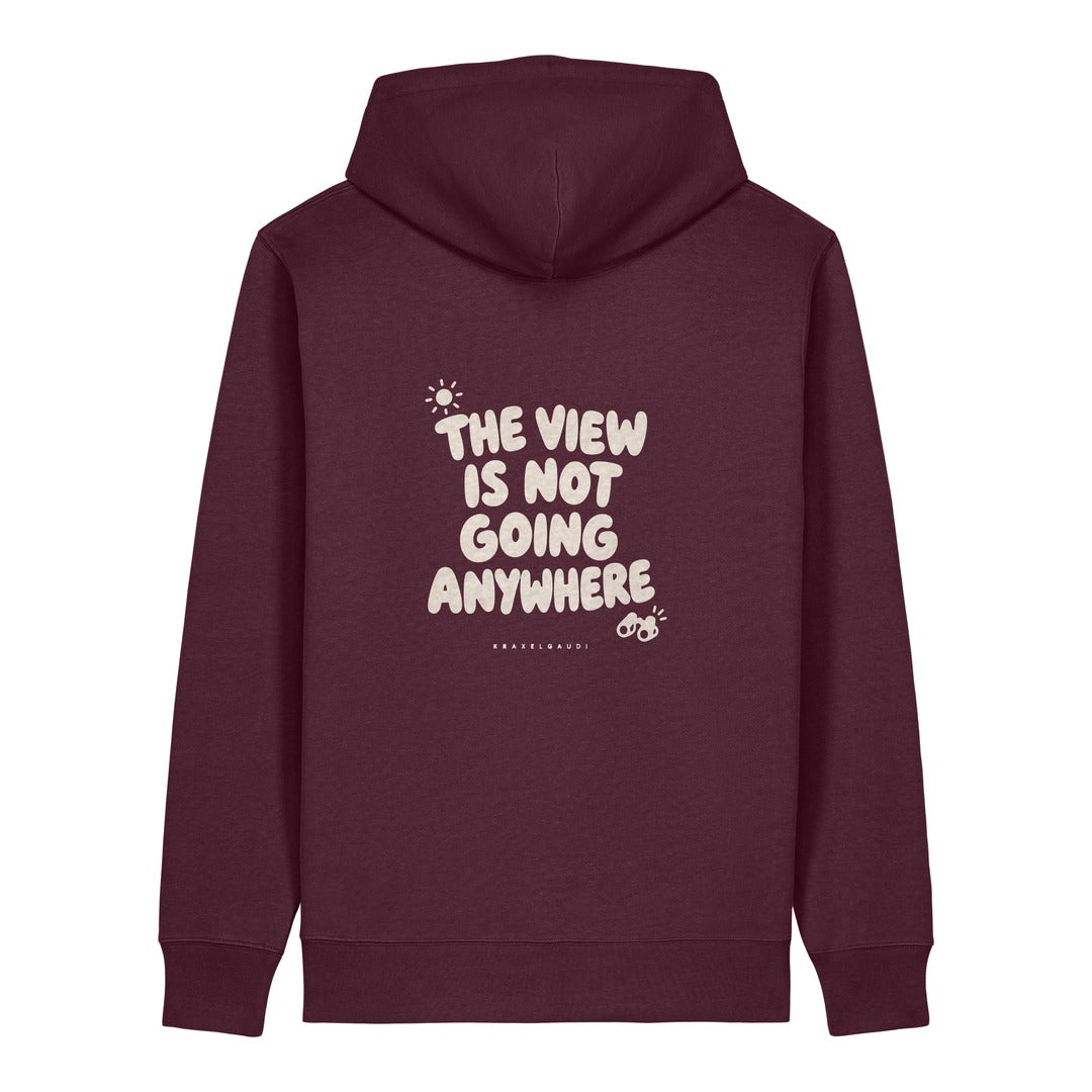 The View Is Not Going Anywhere Hoodie Burgunder, Rückendruck