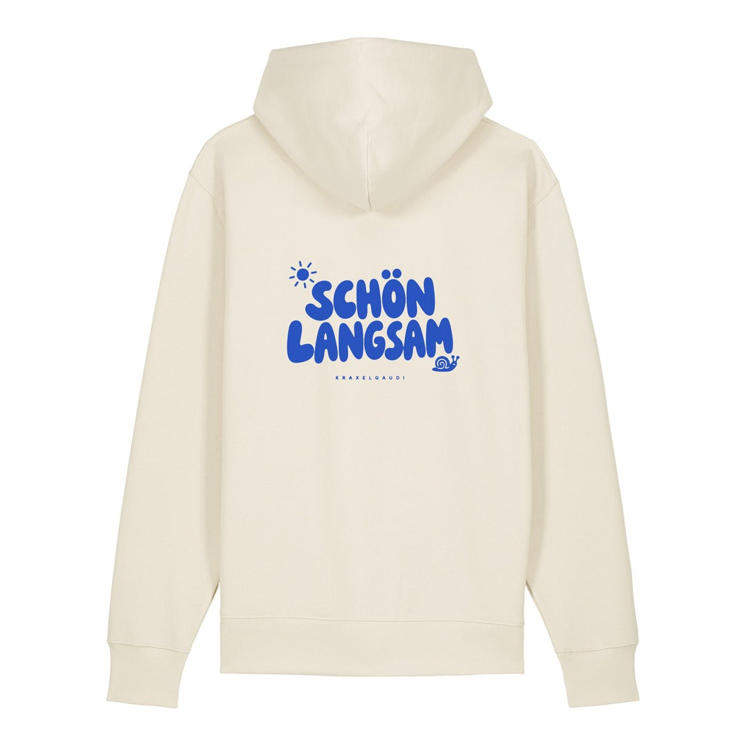 Schön langsam Hoodie Beige, Rückendruck