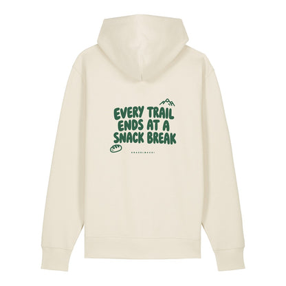 Every Trail Ends at a Snack Break Hoodie Beige, Rückendruck