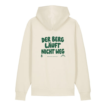 Der Berg läuft nicht weg Hoodie Beige, Rückendruck