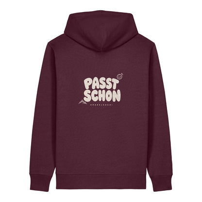 Passt schon Hoodie Burgunder, Rückendruck
