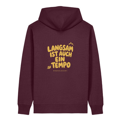 Langsam ist auch ein Tempo Hoodie Burgunder, Rückendruck