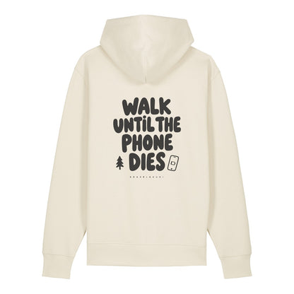 Walk Until the Phone Dies Hoodie Beige, Rückendruck