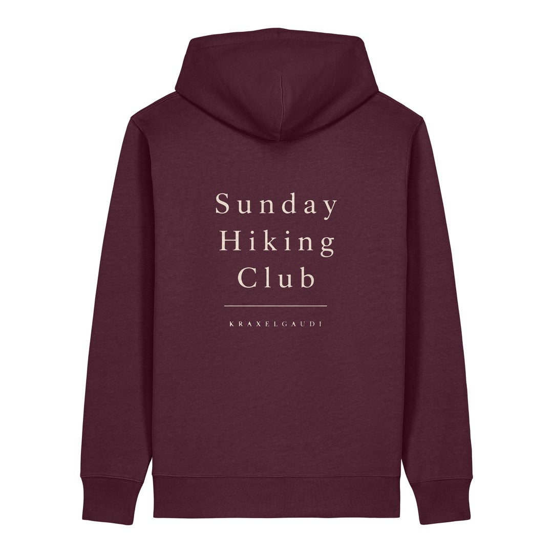 Sunday Hiking Club Hoodie Burgunder, Rückendruck