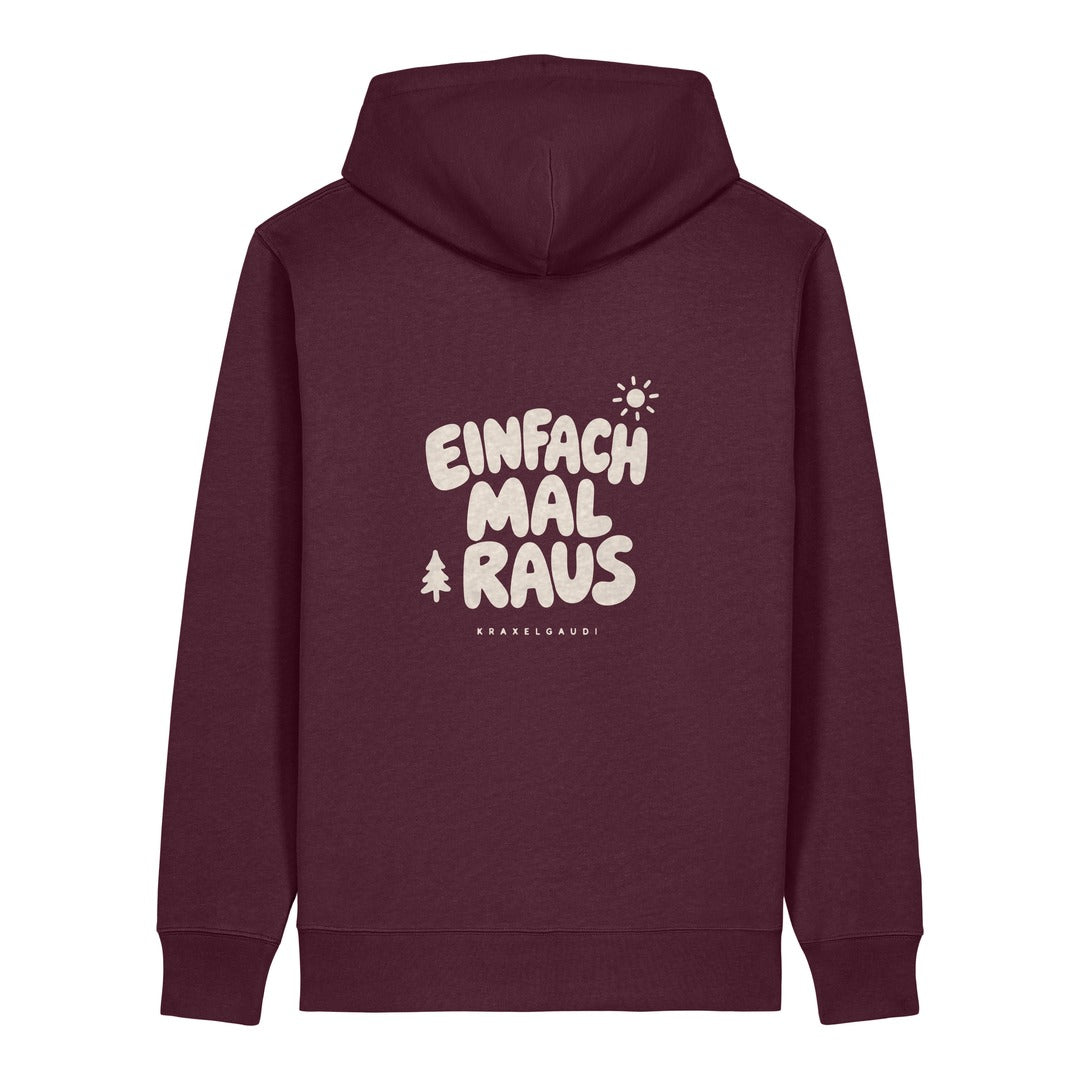 Einfach mal raus Hoodie Burgunder, Rückendruck