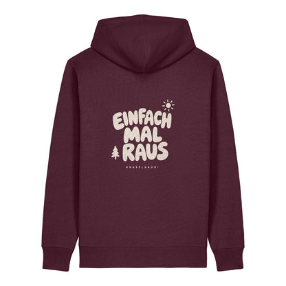 Einfach mal raus Hoodie Burgunder, Rückendruck