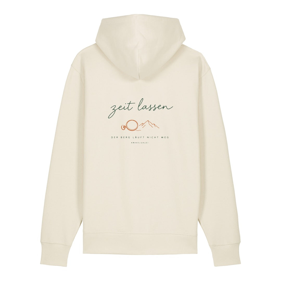 Zeit lassen Hoodie Beige, Rückendruck