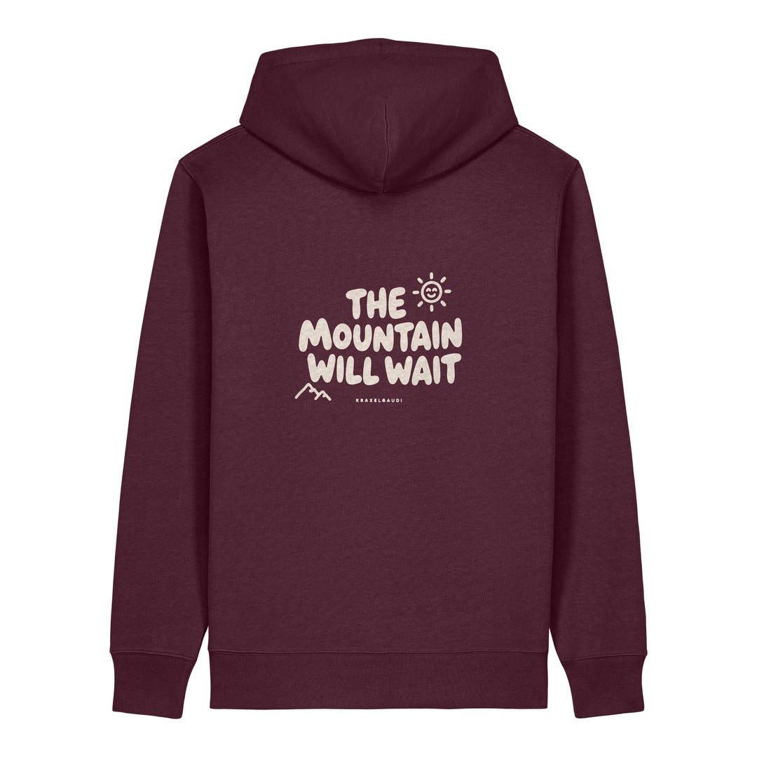 The Mountain Will Wait Hoodie Burgunder, Rückendruck