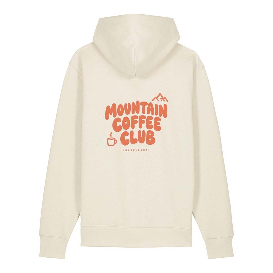 Mountain Coffee Club Hoodie Beige, Rückendruck