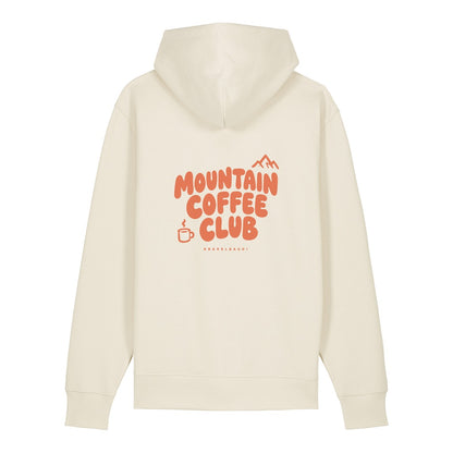 Mountain Coffee Club Hoodie Beige, Rückendruck