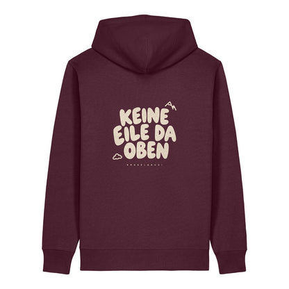 Keine Eile da oben Hoodie Burgunder, Rückendruck