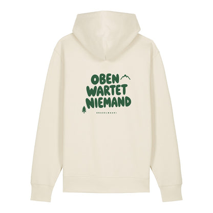 Oben wartet niemand Hoodie Beige, Rückendruck