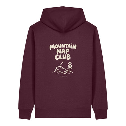 Mountain Nap Club Hoodie Burgunder, Rückendruck
