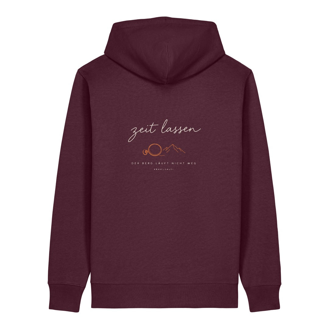 Zeit lassen Hoodie Burgunder, Rückendruck