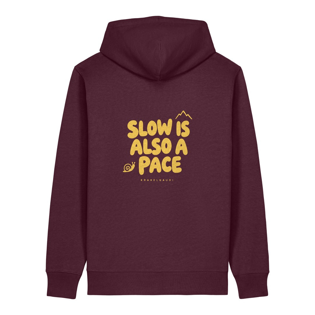 Slow Is Also a Pace Hoodie Burgunder, Rückendruck
