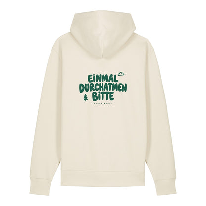 Einmal durchatmen bitte Hoodie Beige, Rückendruck