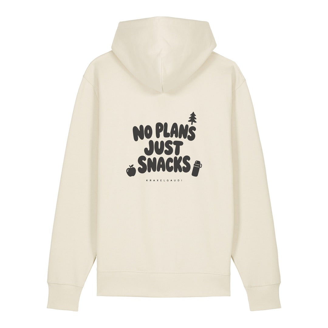No Plans Just Snacks Hoodie Beige, Rückendruck