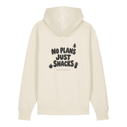 No Plans Just Snacks Hoodie Beige, Rückendruck
