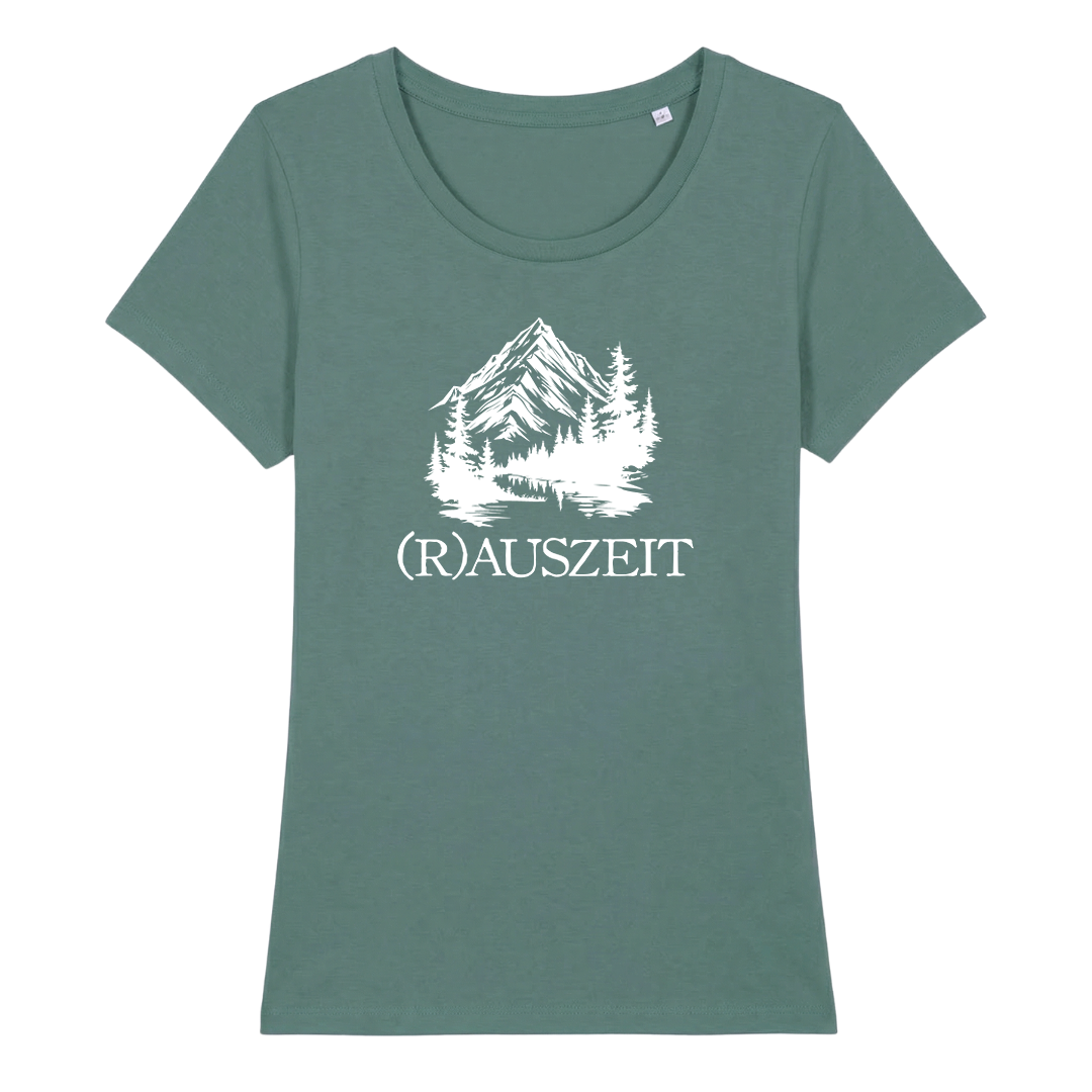 Rauszeit Frauen Shirt mit Auszeit-Spruch, Detailansicht