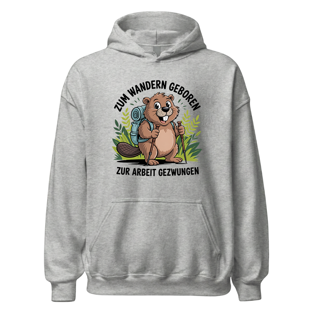 Zum Wandern geboren Hoodie Unisex mit Wander-Spruch, Farbvariante