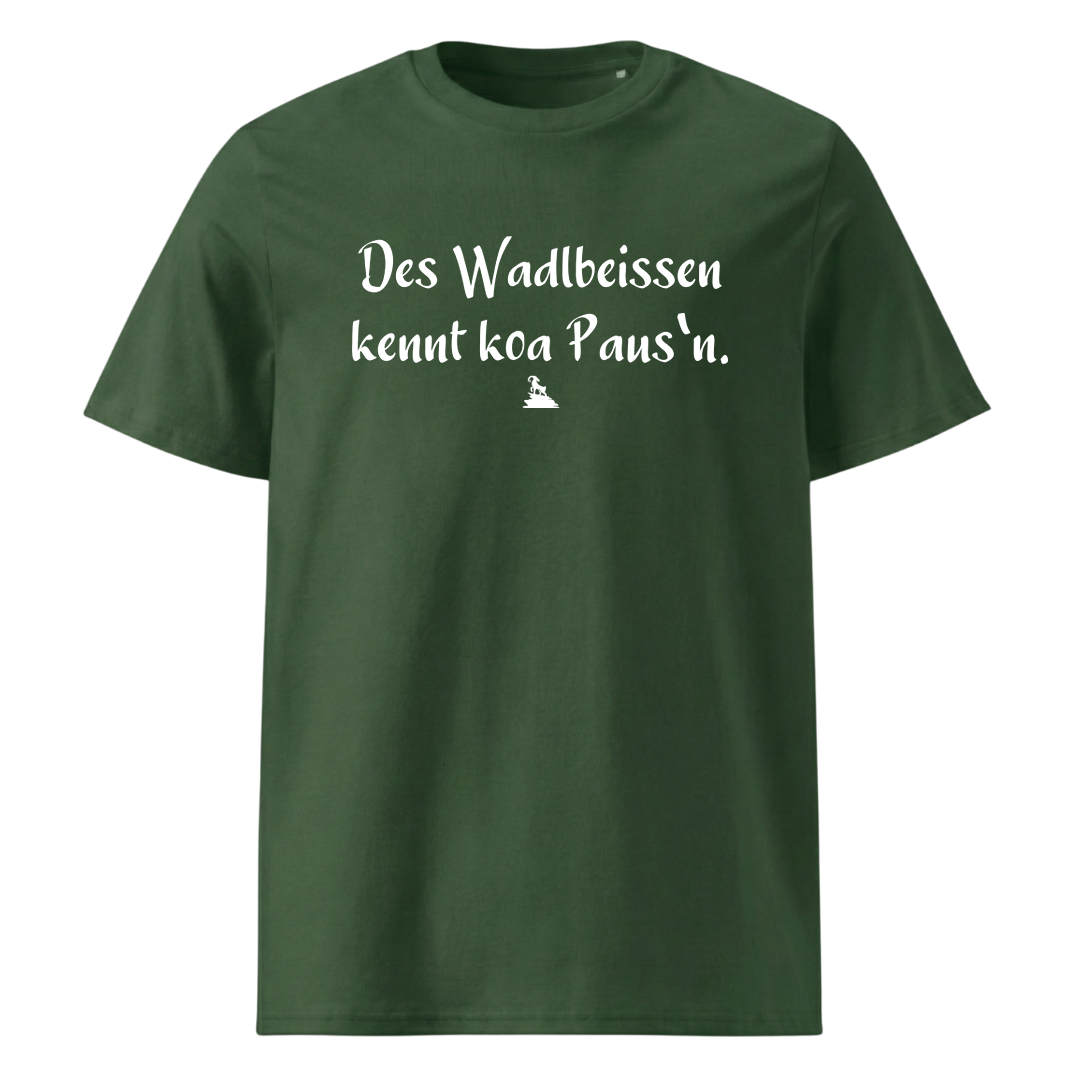 Wadlbeissen T-Shirt Unisex mit bayrischem Spruch, Detailansicht