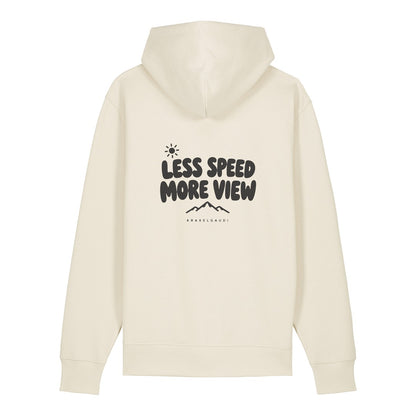 Less Speed More View Hoodie Beige, Rückendruck