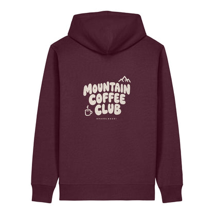 Mountain Coffee Club Hoodie Burgunder, Rückendruck