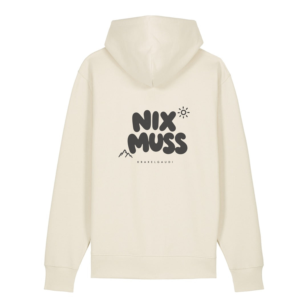 Nix muss Hoodie Beige, Rückendruck