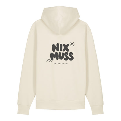 Nix muss Hoodie Beige, Rückendruck