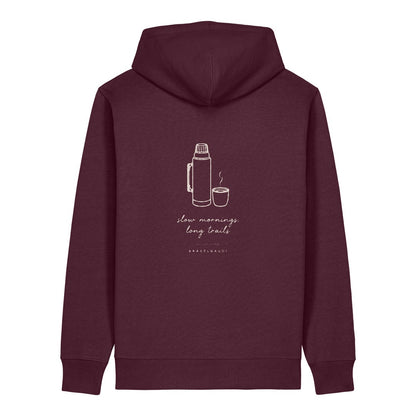 Slow Mornings Long Trails Hoodie Burgunder, Rückendruck
