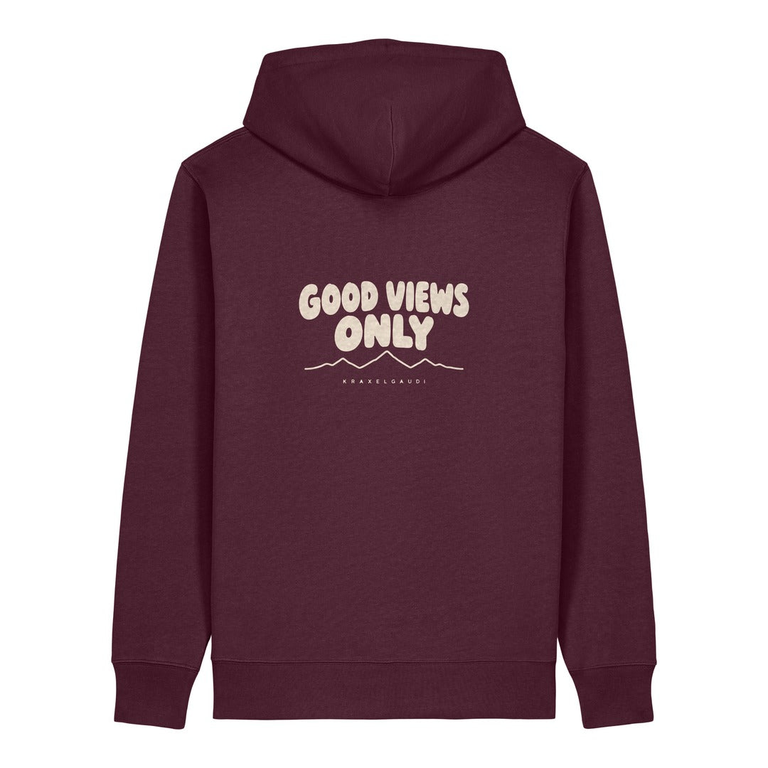 Good Views Only Hoodie Burgunder, Rückendruck